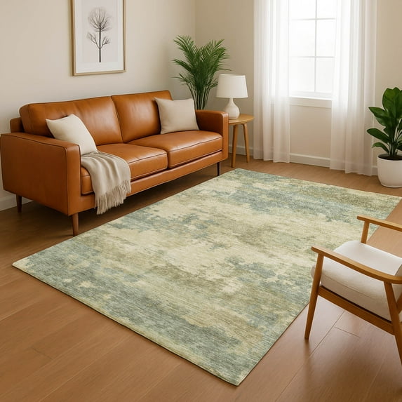 Addison Rugs Mayfield Premium Machine Washable Transitional Abstract Seafoam Rectangle Rug, 8' x 10'