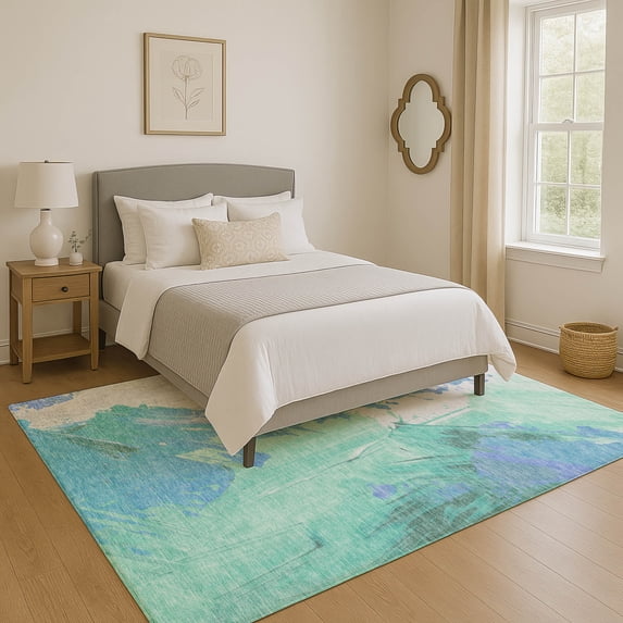 Addison Rugs Mayfield Premium Machine Washable Transitional Abstract Seafoam Rectangle Rug, 8' x 10'
