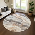 thumbnail image 1 of Addison Rugs Mayfield Premium Machine Washable Transitional Abstract Silver Round Rug, 8' x 8', 1 of 6