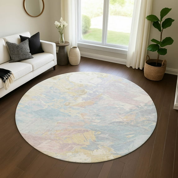 Addison Rugs Mayfield Premium Machine Washable Transitional Abstract Sky Round Rug, 8' x 8'
