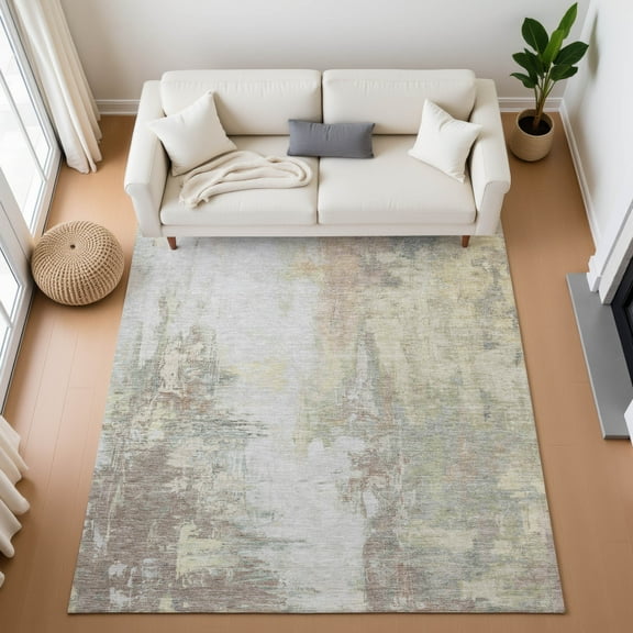 Addison Rugs Mayfield Premium Machine Washable Transitional Abstract Tan Rectangle Rug, 10' x 14'