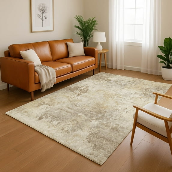 Addison Rugs Mayfield Premium Machine Washable Transitional Abstract Tan Rectangle Rug, 5' x 7'6"