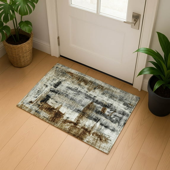 Addison Rugs Mayfield Premium Machine Washable Transitional Abstract Taupe Rectangle Rug, 1'8" x 2'6"