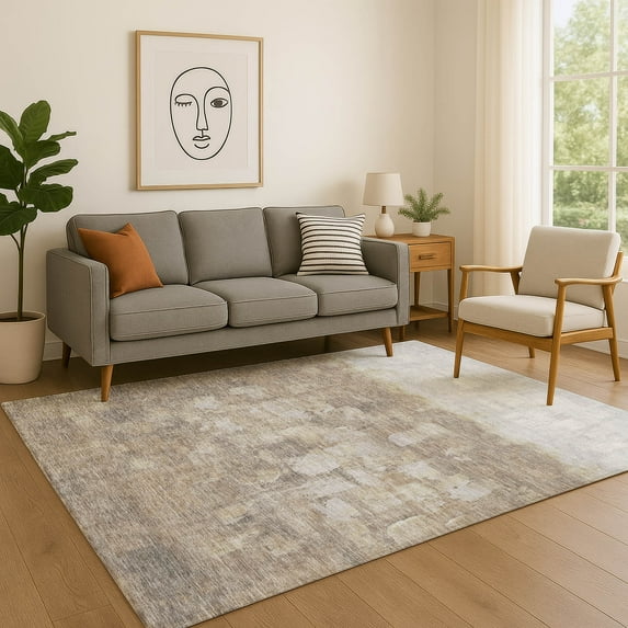 Addison Rugs Mayfield Premium Machine Washable Transitional Abstract Taupe Rectangle Rug, 10' x 14'