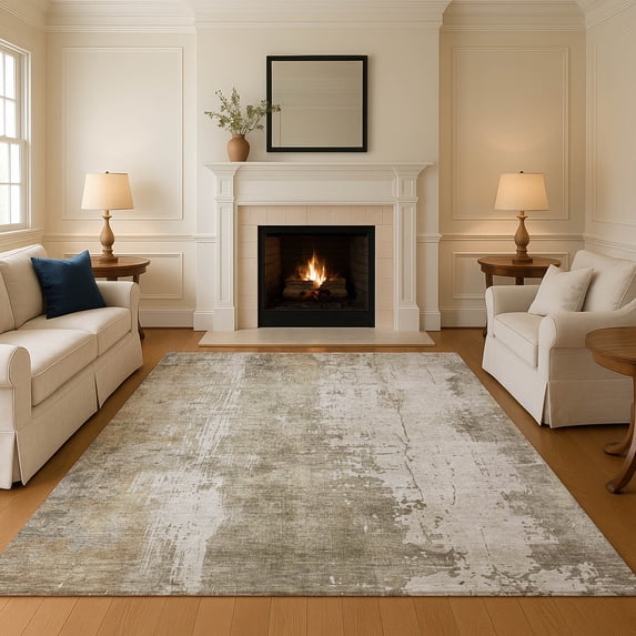 Addison Rugs Mayfield Premium Machine Washable Transitional Abstract Taupe Rectangle Rug, 3' x 5'