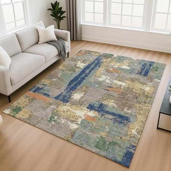 Addison Rugs Mayfield Premium Machine Washable Transitional Abstract Taupe Rectangle Rug, 3' x 5'