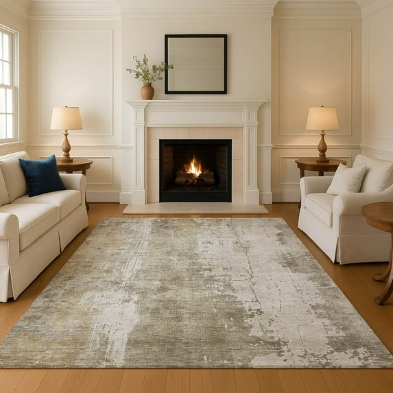 Addison Rugs Mayfield Premium Machine Washable Transitional Abstract Taupe Rectangle Rug, 5' x 7'6"