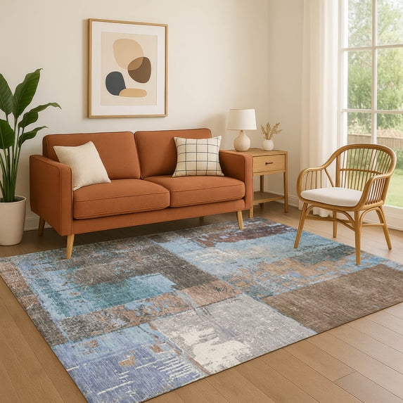 Addison Rugs Mayfield Premium Machine Washable Transitional Abstract Taupe Rectangle Rug, 5' x 7'6"