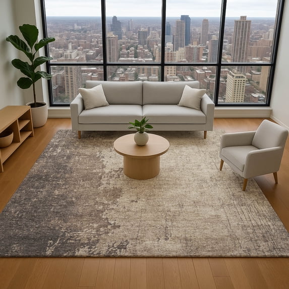 Addison Rugs Mayfield Premium Machine Washable Transitional Abstract Taupe Rectangle Rug, 5' x 7'6"