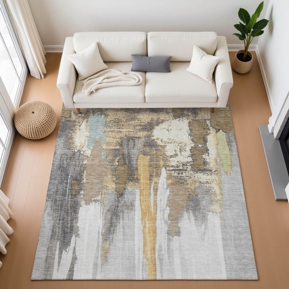Addison Rugs Mayfield Premium Machine Washable Transitional Abstract Taupe Rectangle Rug, 5' x 7'6"