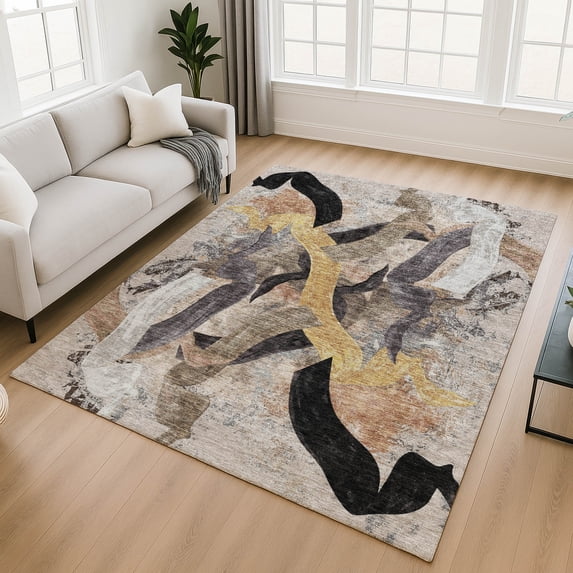 Addison Rugs Mayfield Premium Machine Washable Transitional Abstract Taupe Rectangle Rug, 8' x 10'