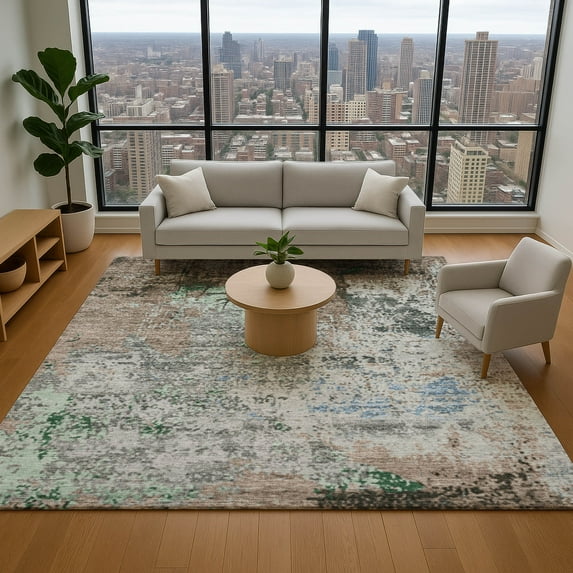 Addison Rugs Mayfield Premium Machine Washable Transitional Abstract Taupe Rectangle Rug, 9' x 12'