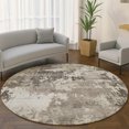 thumbnail image 1 of Addison Rugs Mayfield Premium Machine Washable Transitional Abstract Taupe Round Rug, 8' x 8', 1 of 6