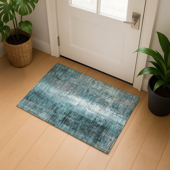 Addison Rugs Mayfield Premium Machine Washable Transitional Abstract Teal Rectangle Rug, 1'8" x 2'6"