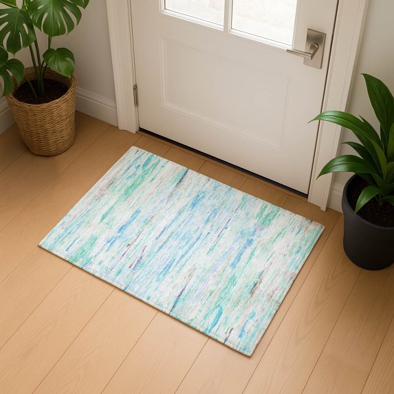 Addison Rugs Mayfield Premium Machine Washable Transitional Abstract Teal Rectangle Rug, 1'8" x 2'6"