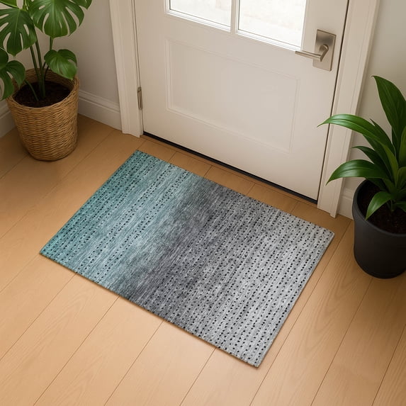 Addison Rugs Mayfield Premium Machine Washable Transitional Abstract Teal Rectangle Rug, 1'8" x 2'6"