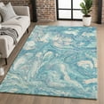 thumbnail image 1 of Addison Rugs Mayfield Premium Machine Washable Transitional Abstract Teal Rectangle Rug, 10' X 14' Machine Washable Transitional Abstract Teal Oversized Sherpa Throw Blanket, 1 of 6