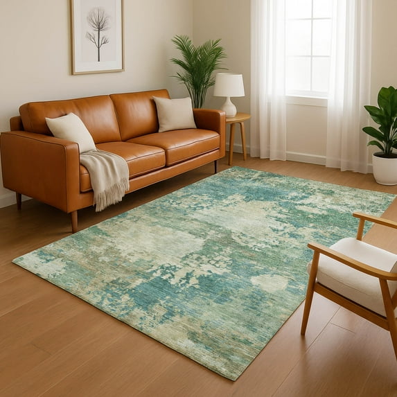 Addison Rugs Mayfield Premium Machine Washable Transitional Abstract Teal Rectangle Rug, 10' X 14' Machine Washable Transitional Abstract Teal Oversized Sherpa Throw Blanket