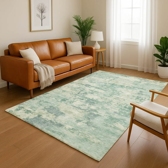 Addison Rugs Mayfield Premium Machine Washable Transitional Abstract Teal Rectangle Rug, 10' x 14'