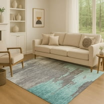 Addison Rugs Mayfield Premium Machine Washable Transitional Abstract Teal Rectangle Rug, 10' x 14'