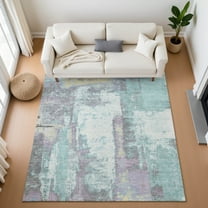 Addison Rugs Mayfield Premium Machine Washable Transitional Abstract Teal Rectangle Rug, 10' x 14'