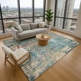 thumbnail image 1 of Addison Rugs Mayfield Premium Machine Washable Transitional Abstract Teal Rectangle Rug, 10' x 14', 1 of 6