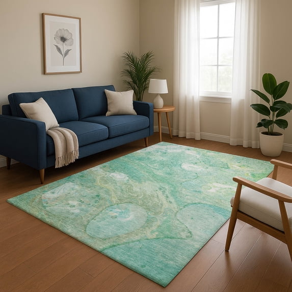 Addison Rugs Mayfield Premium Machine Washable Transitional Abstract Teal Rectangle Rug, 2'6" x 3'10"
