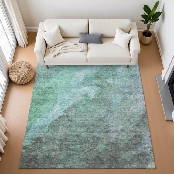 Addison Rugs Mayfield Premium Machine Washable Transitional Abstract Teal Rectangle Rug, 2'6" x 3'10"