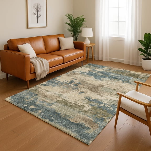 Addison Rugs Mayfield Premium Machine Washable Transitional Abstract Teal Rectangle Rug, 3' X 5' Machine Washable Transitional Abstract Teal Oversized Sherpa Throw Blanket