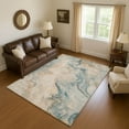 thumbnail image 1 of Addison Rugs Mayfield Premium Machine Washable Transitional Abstract Teal Rectangle Rug, 8' X 10' Machine Washable Transitional Abstract Teal Oversized Sherpa Throw Blanket, 1 of 7