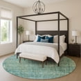 thumbnail image 1 of Addison Rugs Mayfield Premium Machine Washable Transitional Abstract Teal Round Rug, 8' X 8' Machine Washable Transitional Abstract Teal Oversized Sherpa Throw Blanket, 1 of 6