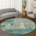 thumbnail image 1 of Addison Rugs Mayfield Premium Machine Washable Transitional Abstract Teal Round Rug, 8' x 8', 1 of 6