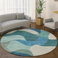 thumbnail image 1 of Addison Rugs Mayfield Premium Machine Washable Transitional Abstract Teal Round Rug, 8' x 8', 1 of 6