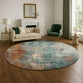 thumbnail image 1 of Addison Rugs Mayfield Premium Machine Washable Transitional Abstract Teal Round Rug, 8' x 8', 1 of 6