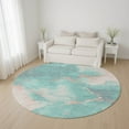 thumbnail image 1 of Addison Rugs Mayfield Premium Machine Washable Transitional Abstract Teal Round Rug, 8' x 8', 1 of 6
