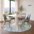 thumbnail image 1 of Addison Rugs Mayfield Premium Machine Washable Transitional Abstract Teal Round Rug, 8' x 8', 1 of 6