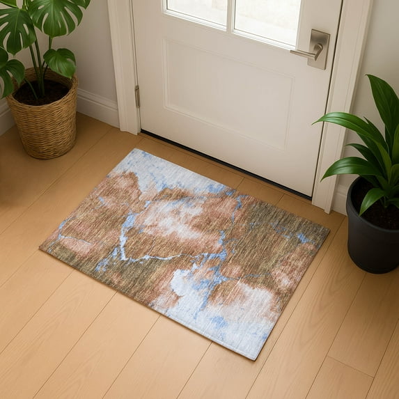 Addison Rugs Mayfield Premium Machine Washable Transitional Abstract Terracotta Rectangle Rug, 1'8" x 2'6"