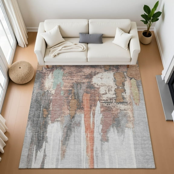 Addison Rugs Mayfield Premium Machine Washable Transitional Abstract Terracotta Rectangle Rug, 10' x 14'