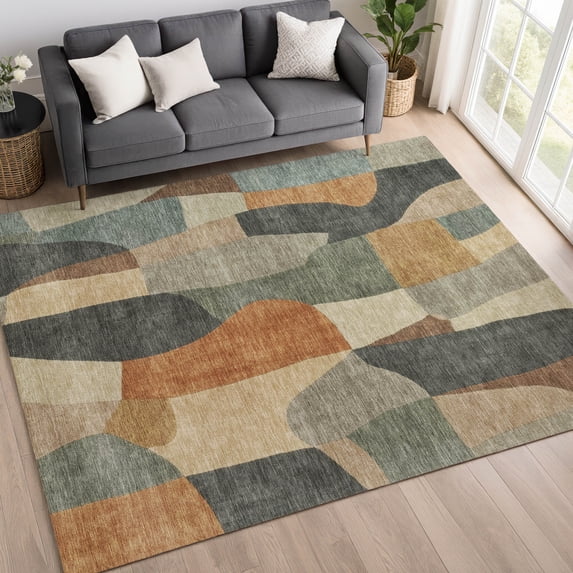 Addison Rugs Mayfield Premium Machine Washable Transitional Abstract Terracotta Rectangle Rug, 10' x 14'