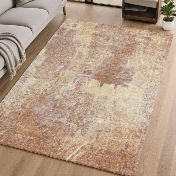 Addison Rugs Mayfield Premium Machine Washable Transitional Abstract Terracotta Rectangle Rug, 10' x 14'