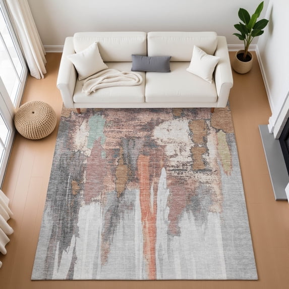 Addison Rugs Mayfield Premium Machine Washable Transitional Abstract Terracotta Rectangle Rug, 2'6" x 3'10"