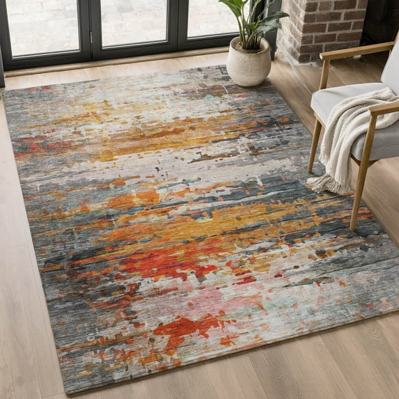 Addison Rugs Mayfield Premium Machine Washable Transitional Abstract Terracotta Rectangle Rug, 9' x 12'