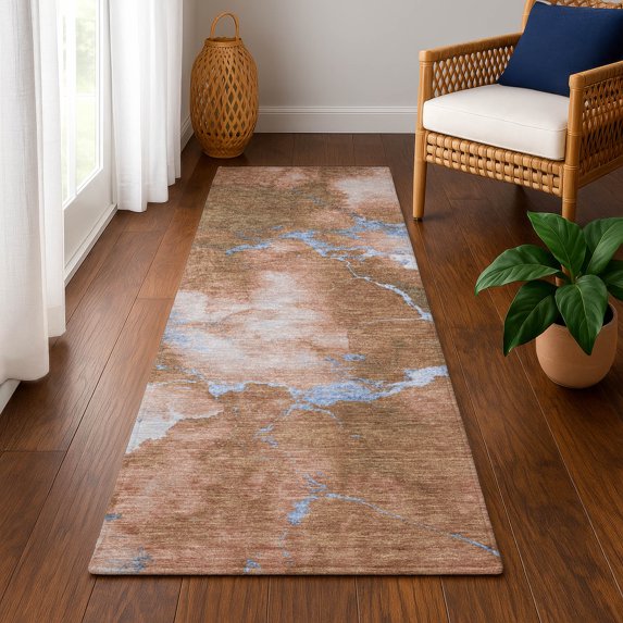 Addison Rugs Mayfield Premium Machine Washable Transitional Abstract Terracotta Runner Rug, 2'3" x 7'6"