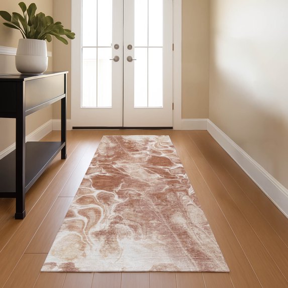 Addison Rugs Mayfield Premium Machine Washable Transitional Abstract Terracotta Runner Rug, 2'3" x 7'6"