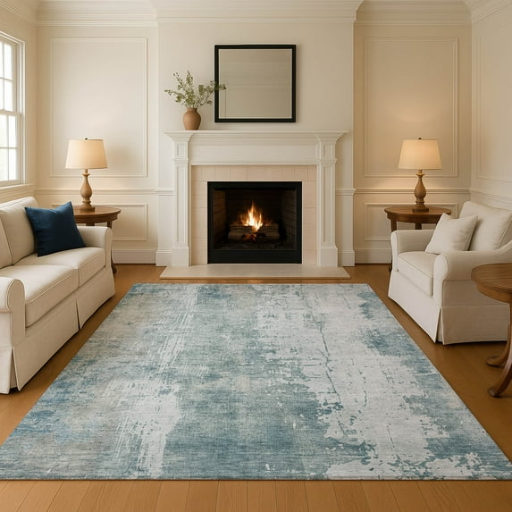 Addison Rugs Mayfield Premium Machine Washable Transitional Abstract Turquoise Rectangle Rug, 10' x 14'