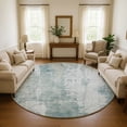 thumbnail image 1 of Addison Rugs Mayfield Premium Machine Washable Transitional Abstract Turquoise Round Rug, 8' x 8', 1 of 6