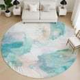 thumbnail image 1 of Addison Rugs Mayfield Premium Machine Washable Transitional Abstract Turquoise Round Rug, 8' x 8', 1 of 6