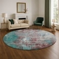 thumbnail image 1 of Addison Rugs Mayfield Premium Machine Washable Transitional Abstract Turquoise Round Rug, 8' x 8', 1 of 6