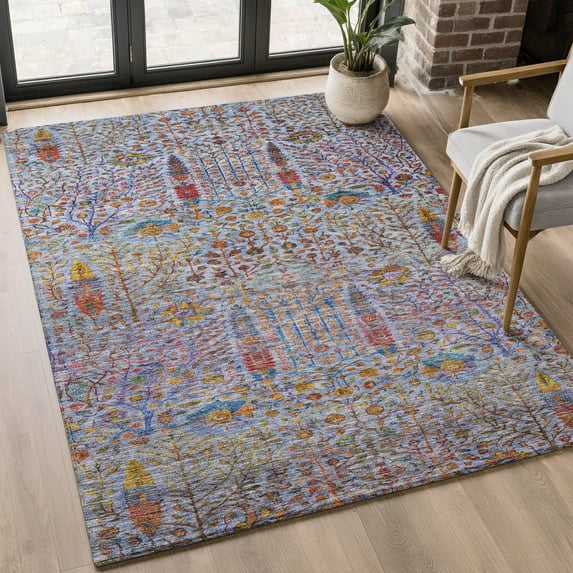 Addison Rugs Mayfield Premium Machine Washable Transitional Americana Blue Rectangle Rug, 8' X 10' Machine Washable Transitional Americana Blue Oversized Sherpa Throw Blanket