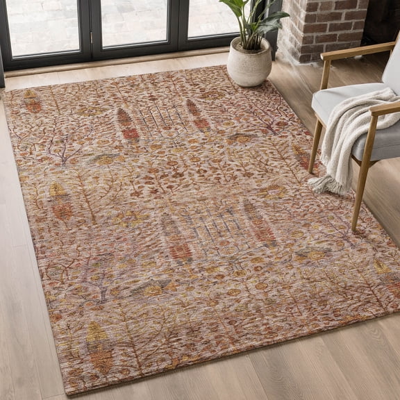 Addison Rugs Mayfield Premium Machine Washable Transitional Americana Terracotta Rectangle Rug, 5' X 7'6" Machine Washable Transitional Americana Terracotta Oversized Sherpa Throw Blanket